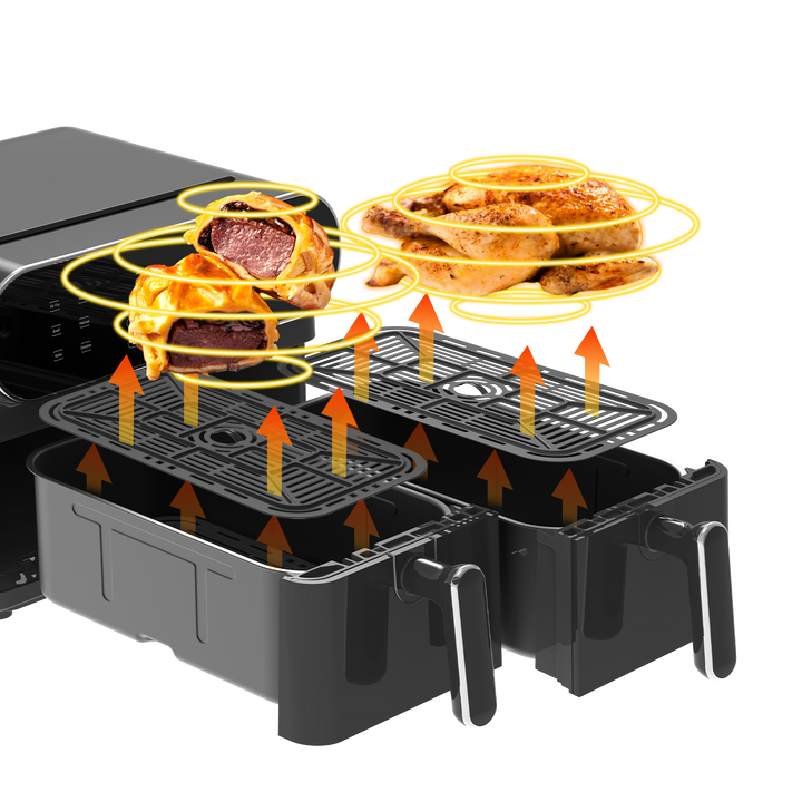 Iceagle Double zone Friteuse à air chaud AFT11001A 11L, 2 x 5, 1700 watt