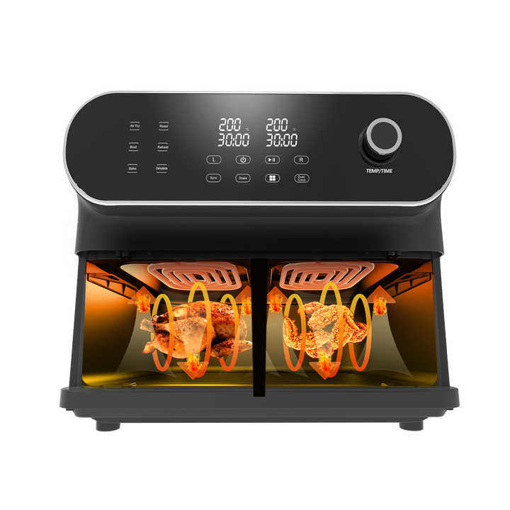 Iceagle Double zone Friteuse à air chaud AFT11001A 11L, 2 x 5, 1700 watt