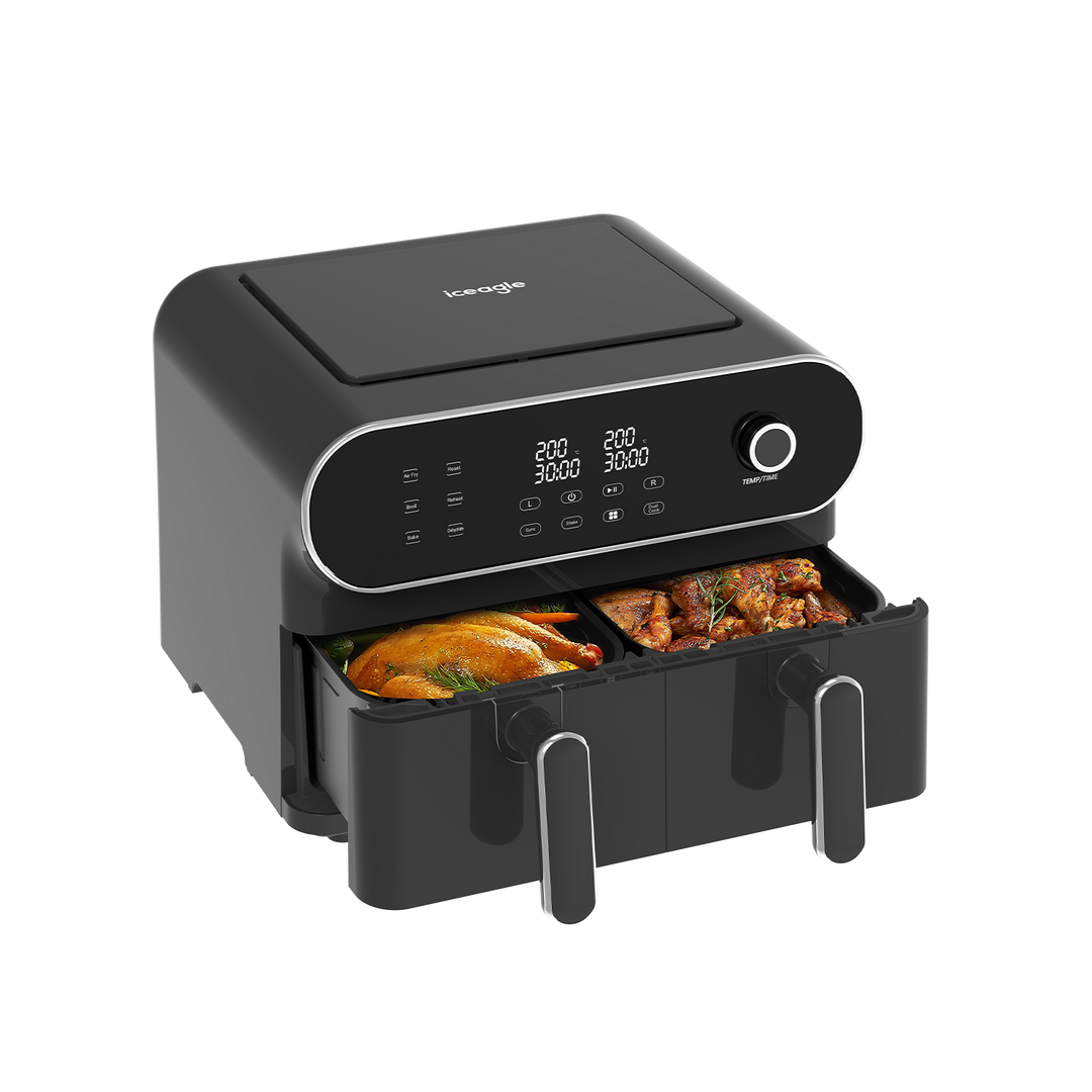 Iceagle Double zone Friteuse à air chaud AFT11001A 11L, 2 x 5, 1700 watt