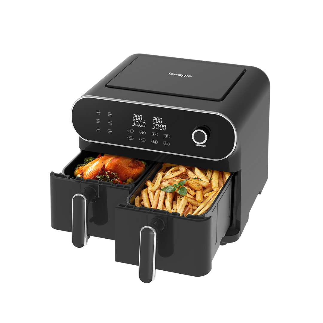 Iceagle Double zone Friteuse à air chaud AFT11001A 11L, 2 x 5, 1700 watt