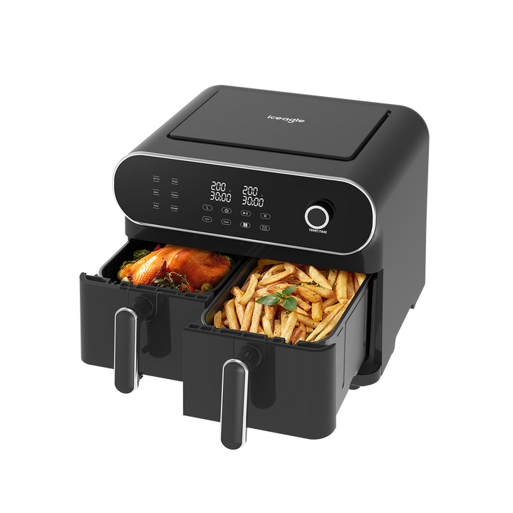 Iceagle Double zone Friteuse à air chaud AFT11001A 11L, 2 x 5, 1700 watt